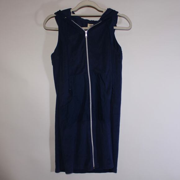Faded Glory Navy Blue Terry Cloth Zip Up Swim Wear Coverup Size M - Picture 1 of 4